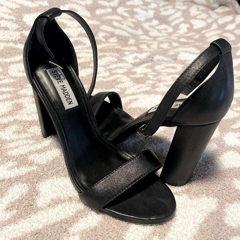 Black Steve Madden open toe heels size 8